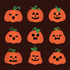 Halloween pumpkin flat design vector