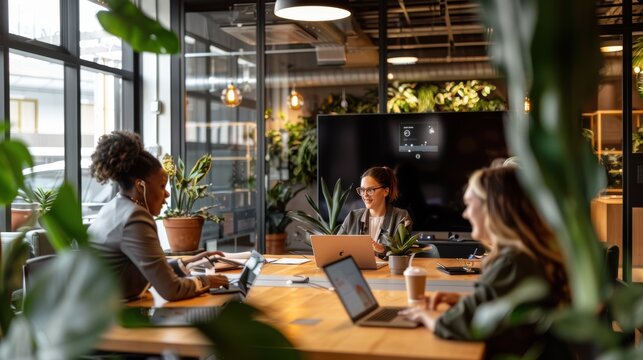 LGBTQ professional discussing marketing plans with the team, modern conference room, diverse group brainstorming, inclusive and creative work environment, collaborative spirit