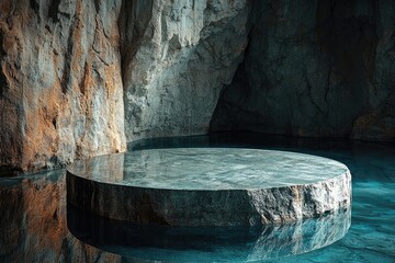 Fototapeta premium Mysterious cave pool with turquoise water and rock formations