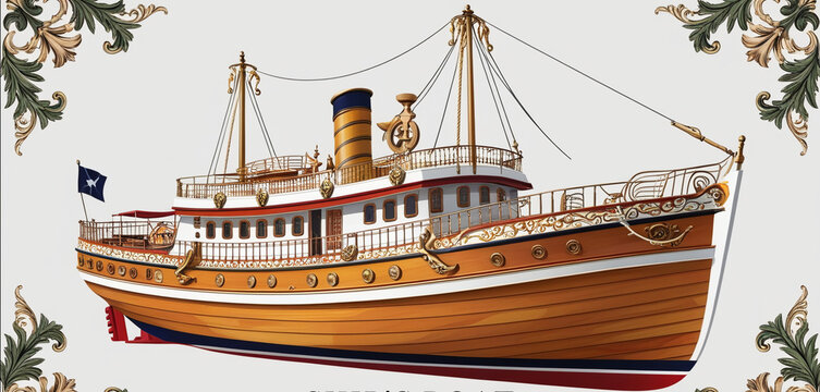 Traditional hand painted tole design for a ship's boat