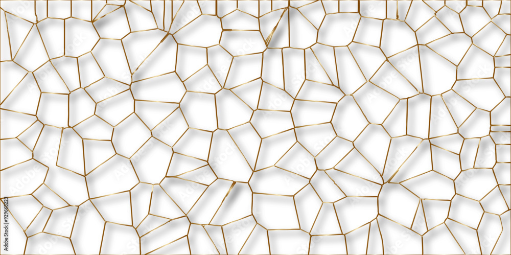 Poster abstract golden hexagon graphic ornament. arabian stylish seamless pattern on white background. crea