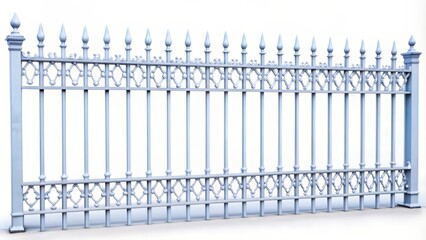 Ornate Grey Metal Fence with Spiked Tops