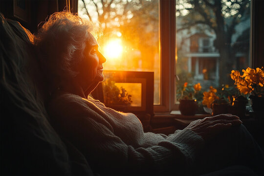 Latin American Elderly Woman in Cozy Home with Soft Natural Light