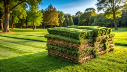Stack of freshly cut grass in park, grass, stack, cut, green, outdoors, nature, garden, maintenance, landscaping, pile