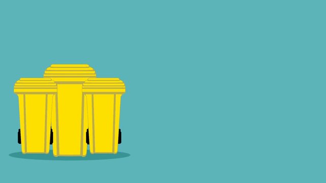 Animation that visualizes environmentally clean content with yellow trash cans and empty areas.