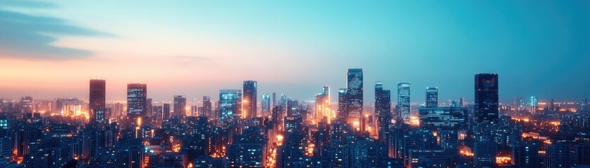 Fototapeta premium AI-driven urban environment, futuristic city, advanced technology, digital society