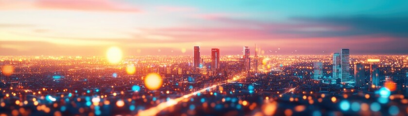 Obraz premium AI-powered city, advanced infrastructure, digital integration, futuristic technology