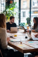 A creative agency team presenting a pitch to clients in a modern boardroom