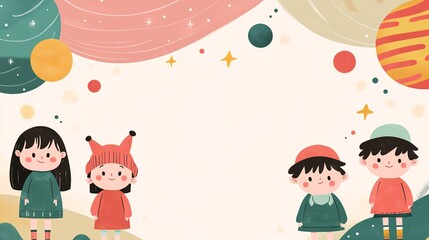 A cute galaxy scene with kids