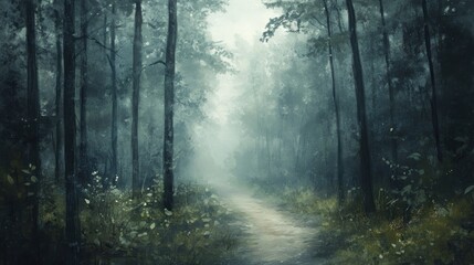 Obraz premium Misty Forest Path