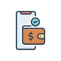 Color illustration icon for payment