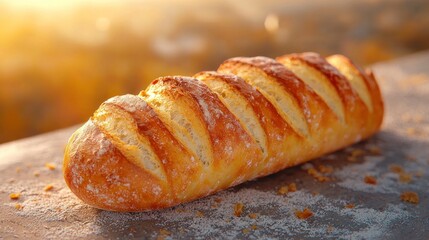 Freshly baked golden bread on a kitchen counter