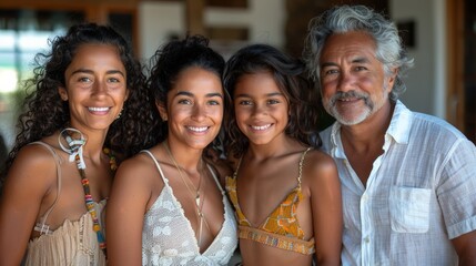 Fototapeta premium Family enjoying quality time together in a sunlit room with cheerful expressions