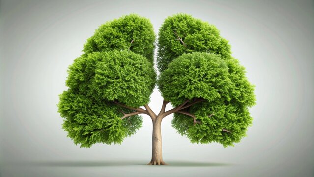 Green tree shaped like human lungs , nature, environment, concept, lungs, respiratory system, healthy, organic, plant, trees