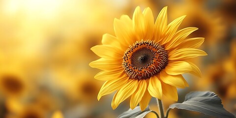 Obraz premium Single Sunflower in Field, Close Up Photography