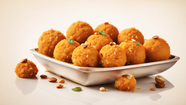 sweet dish laddu with white background