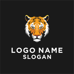 yellow tiger head logo with black background