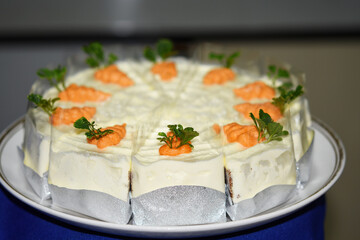 Beautiful and delicious homemade carrot cake.