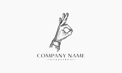 Hand Gesture Sketch with Company Name and Tagline