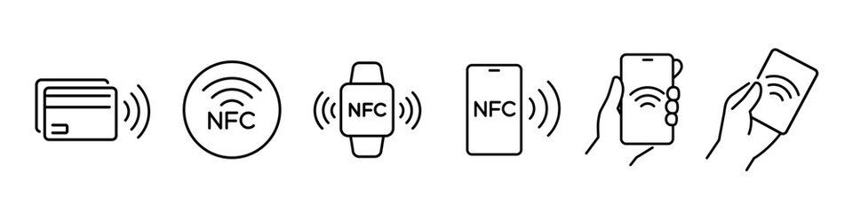 Nfc icon set. Nfc payment.
