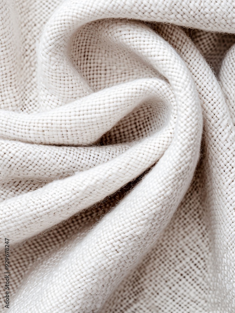 Poster cotton fabric close-up with a visible weave pattern and ample copy space for design elements.