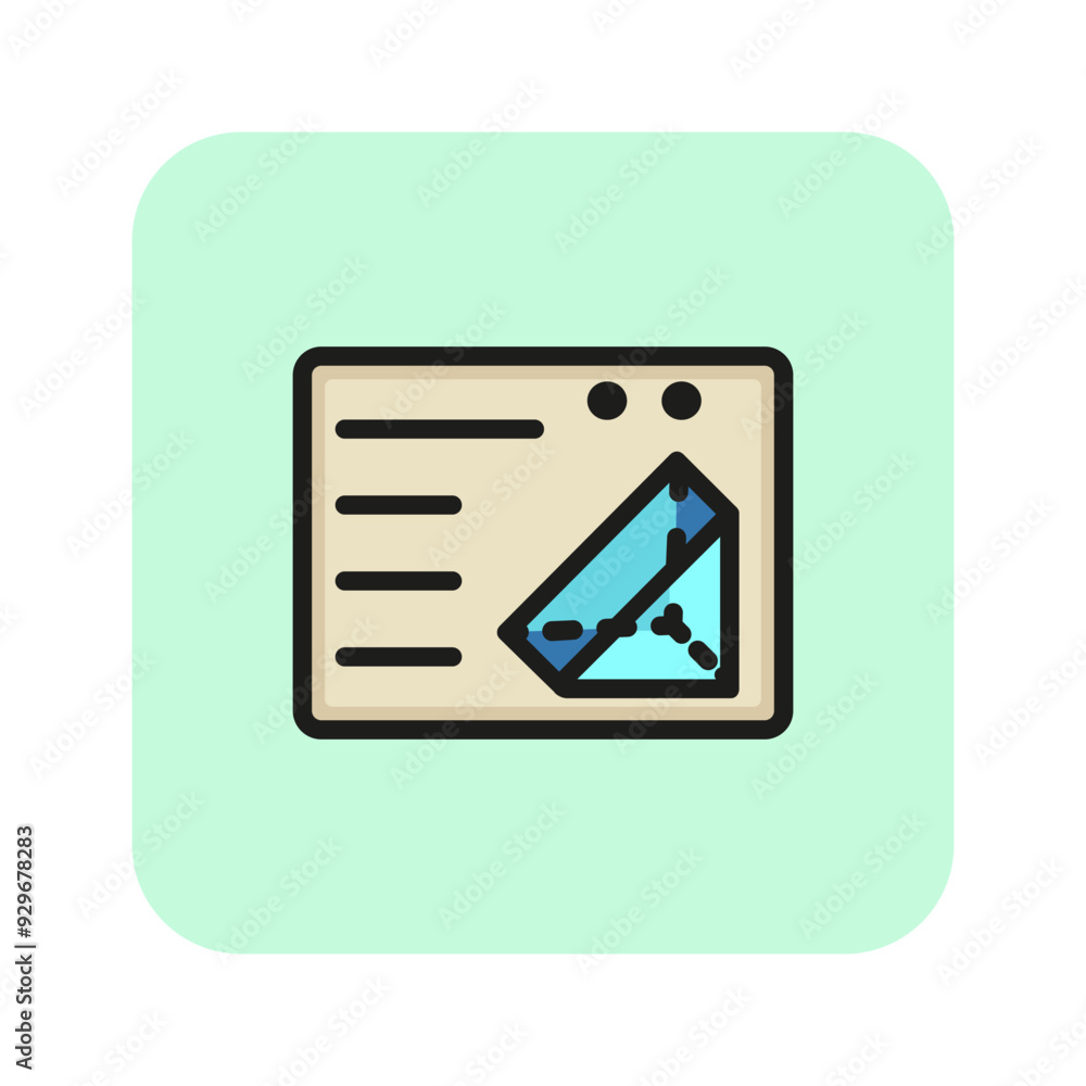 Aufkleber blueprint line icon. sketch, draft, scheme. printing industry concept. vector can be used for topics