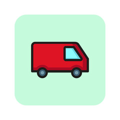 Armored truck line icon. Minivan, delivery, shipping. Car concept. Vector illustration can be used for topics like banking, transportation, travelling