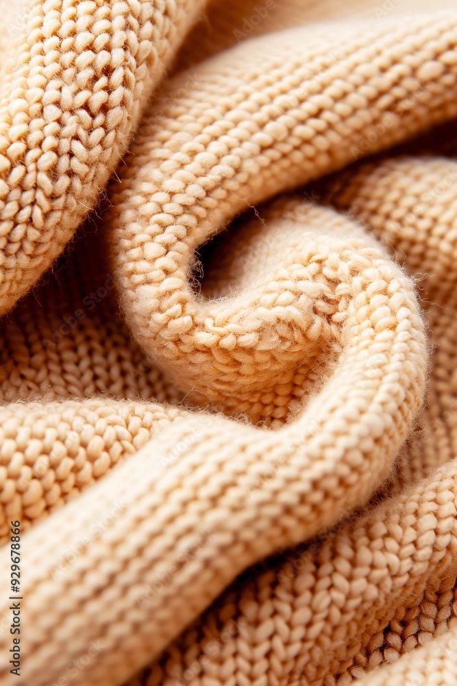 Poster macro shot of a textured flannel fabric in a warm color, featuring an open area for copy space.