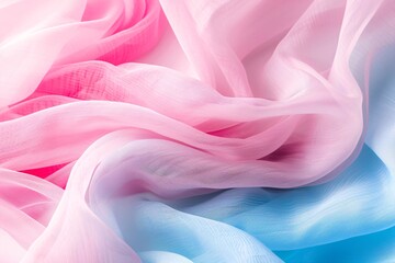 Fototapeta premium Macro view of a lightweight voile fabric in a pastel shade, with space for text overlay.