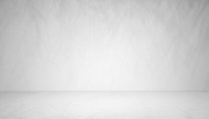 Stage floor or cement floor and soft shadow leaves on wall light gray and gradient style studio room pattern