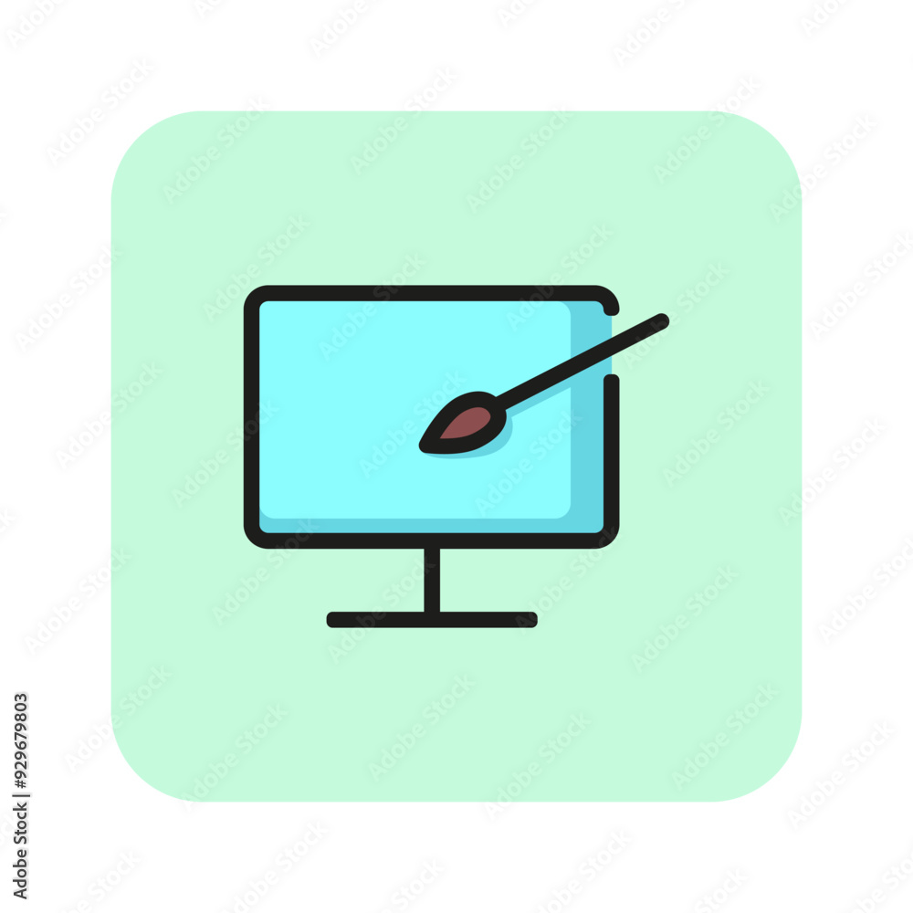 Poster graphics editor line icon. creativity, computer, painting. web design concept. vector illustration c