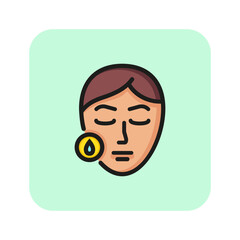 Moisturizing line icon. Drop, face, collagen. Cosmetology concept. Vector illustration can be used for topics like salon, skincare, cleansing