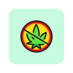 No drugs sign line icon. Addiction, prohibition, healthy lifestyle. Cannabidiol concept. Vector can be used for topics like healthcare, narcotics, social issues
