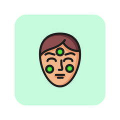 Skin blemishes line icon. Acne, face, pigmentation. Cosmetology concept. Vector illustration can be used for topics like dermatology, beauty treatment, skin problem