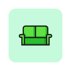 Sofa line icon. Couch, cozy, house. Furniture concept. Vector illustration can be used for topics like living room, interior, relaxing