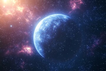 Obraz premium Space cosmic illustration with planets scene created with Generative AI