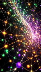 Fototapeta premium The Luminous Path of Quantum Particles The Intricate Journey Through the Fabric of Space-Time