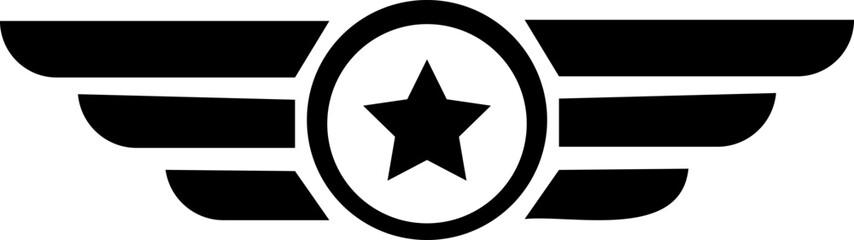 Wings star logo design. Army logo template. Military concept, Military Symbols and Camouflage Pattern, isolated on transparent background, vector design element, used for mobile , web or ui.