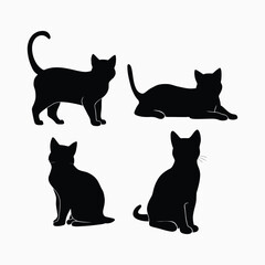 Exotic shorthair cat silhouette vector template illustration