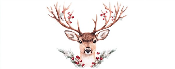 A festive reindeer with decorated antlers