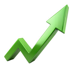 Bright green arrow pointing upwards indicating growth and progress