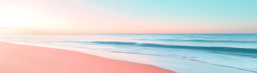 Pastel Ocean Beach Background - Serene Coastal Landscape