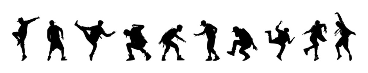 vector set of street dance silhouette icon (artwork 3)