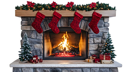 fireplace with christmas tree