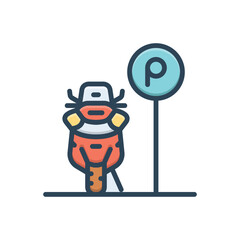 Color illustration icon for bike parking