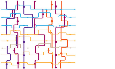 Line illustration, computer, circuit, electricity, data, communication
