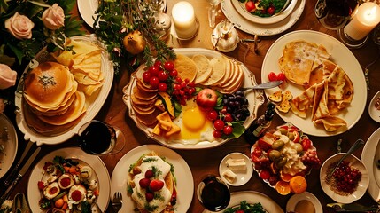 A magnificent supper buffeted with eggs battered and crepes