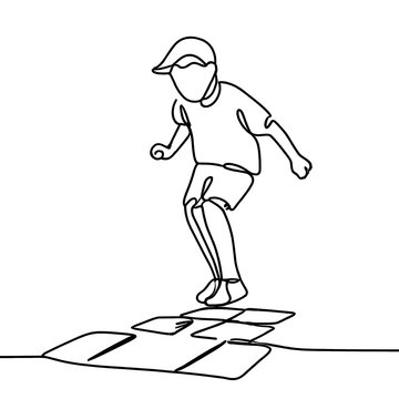 recommend clip art: Kids Playing Hopscotch, line art
