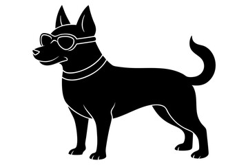 dog silhouette with sunglass 