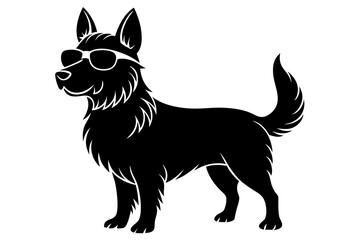 dog silhouette with sunglass 